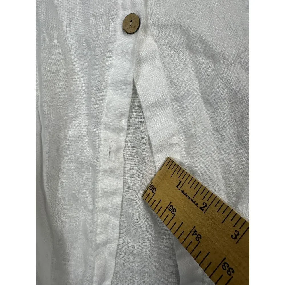 Viola Borghi Sz S‎ Linen Tunic Top 3/4 Roll Tab Lagom Minimalist Capsule Beach